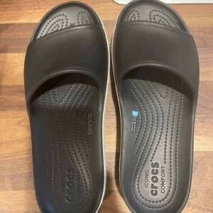 Crocs Crocband Platform Slides Women's 10 Black Chunky Slip On Sandals Black